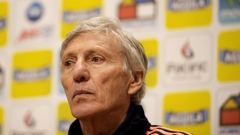 Colombia national football team's coach Jose Pekerman attends a press conference in Amsterdam in November 2013.