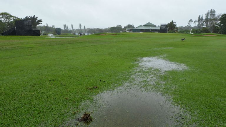 Nelson Mandela Championship waterlogged fairway rain