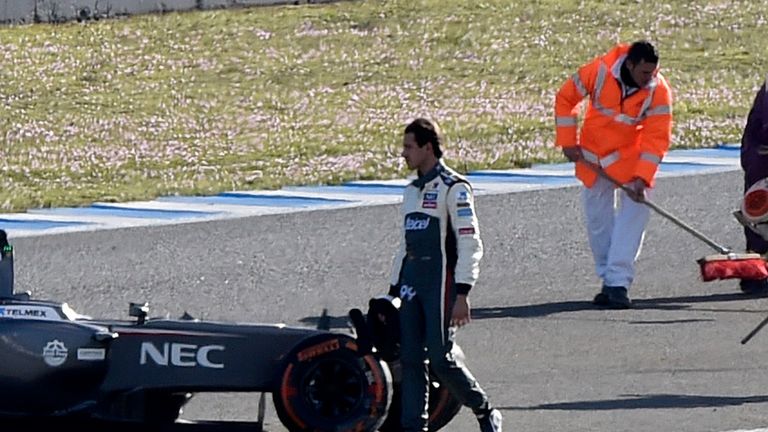 Sutil crashed on Day Three in Spain