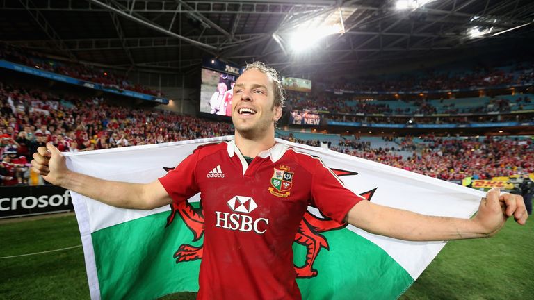 Alun Wyn Jones of the Lions celebrates after their victory during the International Test match between the Australia and the British & Irish Lions