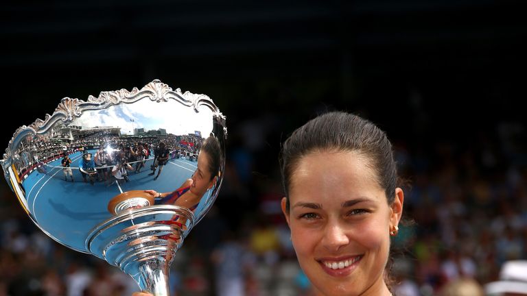 Ana Ivanovic holds the trophy following her win at the Auckland Classic