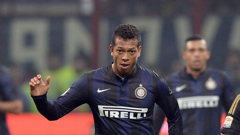 Fredy Guarin of Inter Milan in action during the Serie A match against AC Milan at San Siro