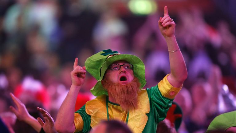 Fan dances in the crowd on day thirteen of the World Darts Championship at Alexandra Palace