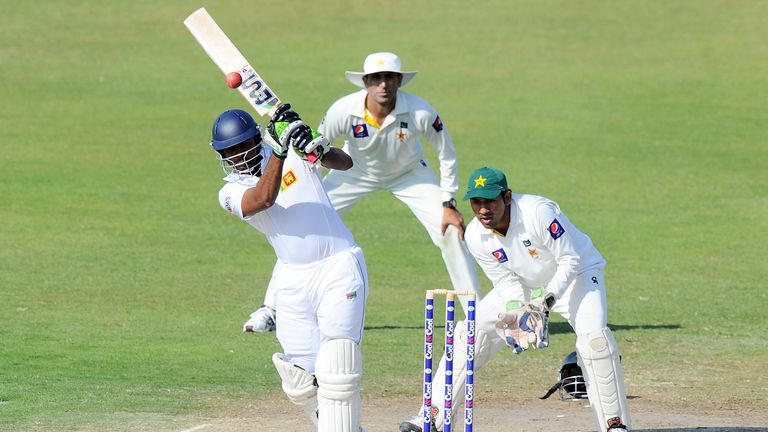 Dilruwan Perera: Sri Lanka all-rounder batting on his Test debut against Pakistan in Sharjah