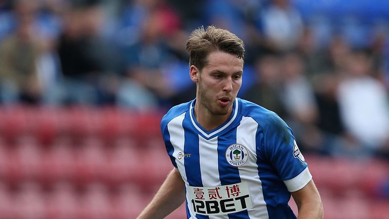 WIGAN, ENGLAND - OCTOBER 06:  Nick Powell of Wigan Athletic in action during the Sky Bet Championship match between Wigan Athletic and Blackburn Rovers at 