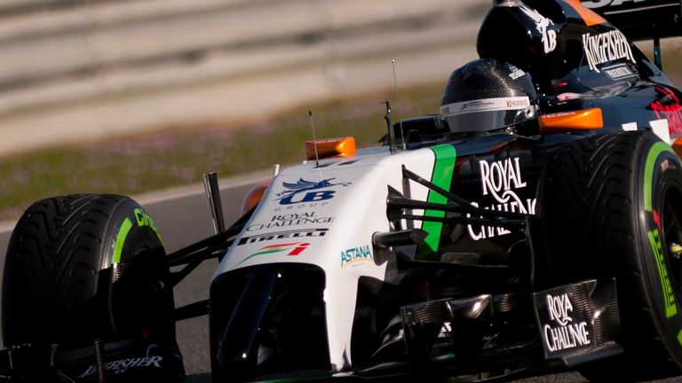 Sergio Perez on track