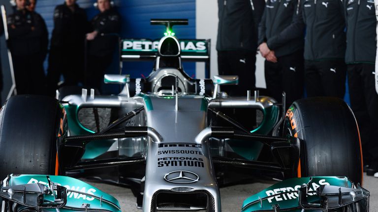 Mercedes W05 nose and front wing detail