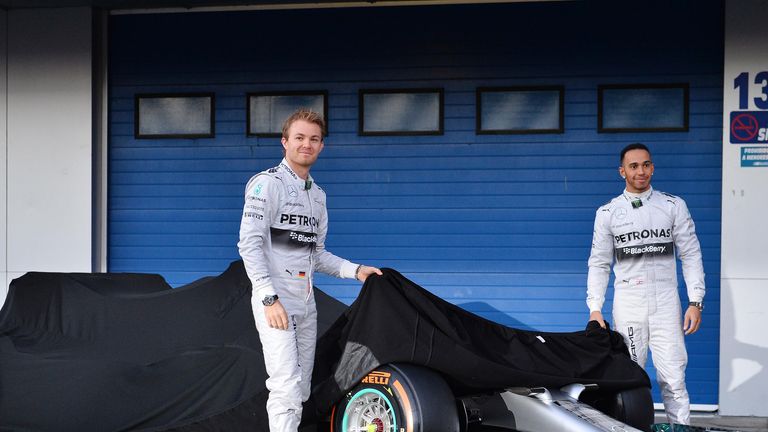 Nico Rosberg and Lewis Hamilton unveil the new car