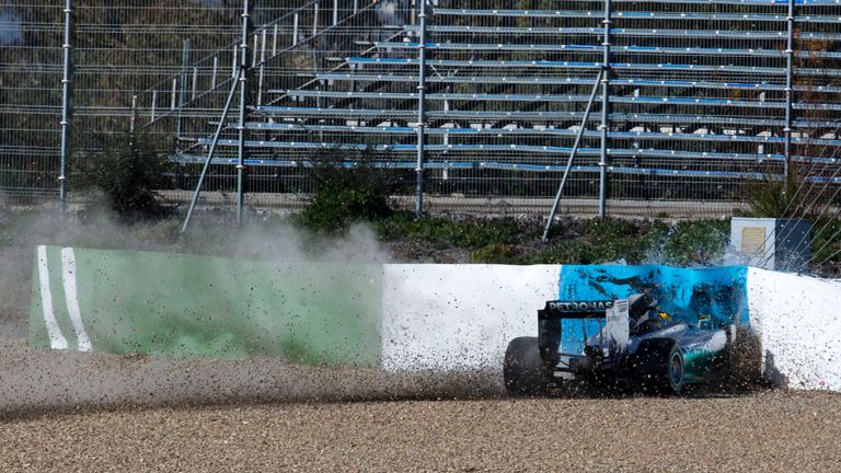 The moment Lewis Hamilton hit the wall