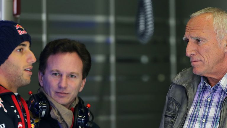 Daniel Ricciardo, Christian Horner and Dietrich Mateschitz 