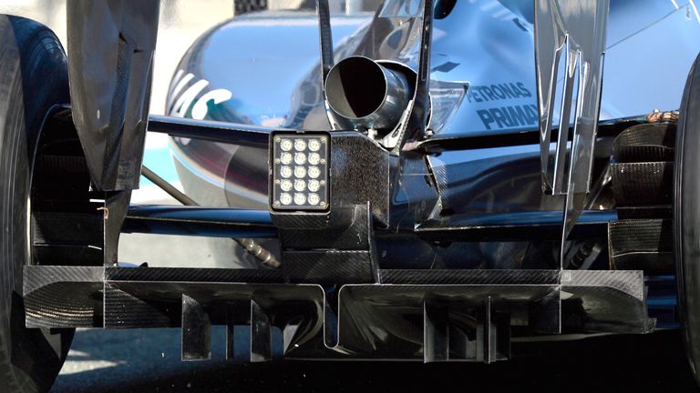 The rear of the Mercedes