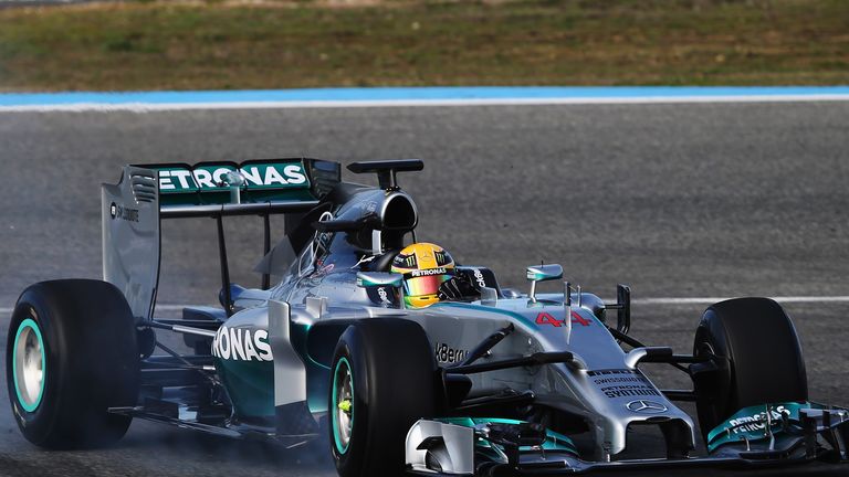 Lewis Hamilton locks a brake