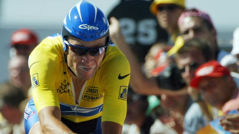 US Lance Armstrong rides during the 12th stage of the 90th Tour de France, a time trial between Gaillac and Cap' Decouverte, 18 July 2003. 