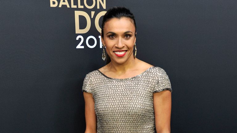 Marta of Brazil poses during the red carpet arrivals of the FIFA Ballon d'Or Gala 2013