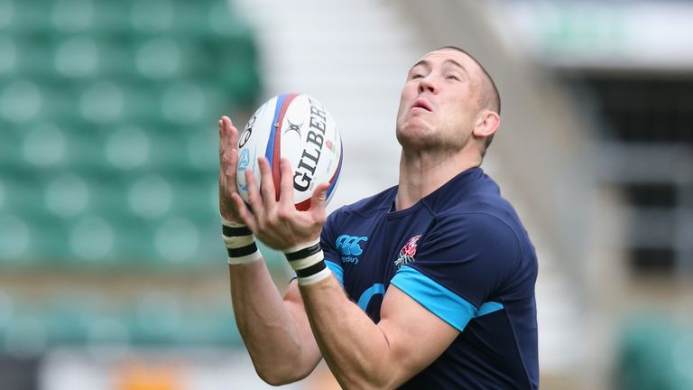 Mike Brown catches the ball during the England captain's run at Twickenham Stadium on November 8, 2013