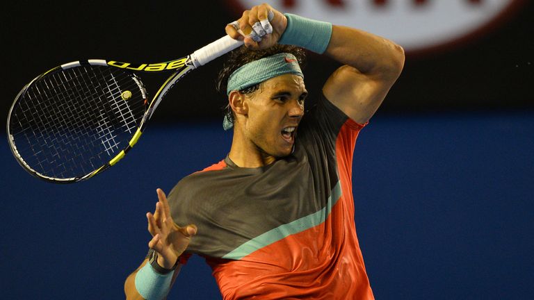 Spain's Rafael Nadal plays Roger Federer during their men's semi-final at the Australian Open