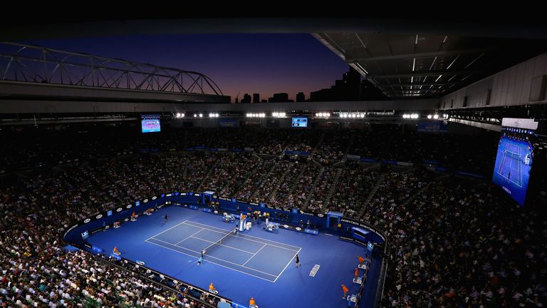 MELBOURNE, AUSTRALIA - JANUARY 27:  A general view of Rod Laver Arena in the mens final between Andy Murray of Great Britain and Novak Djokovic of Serbia 