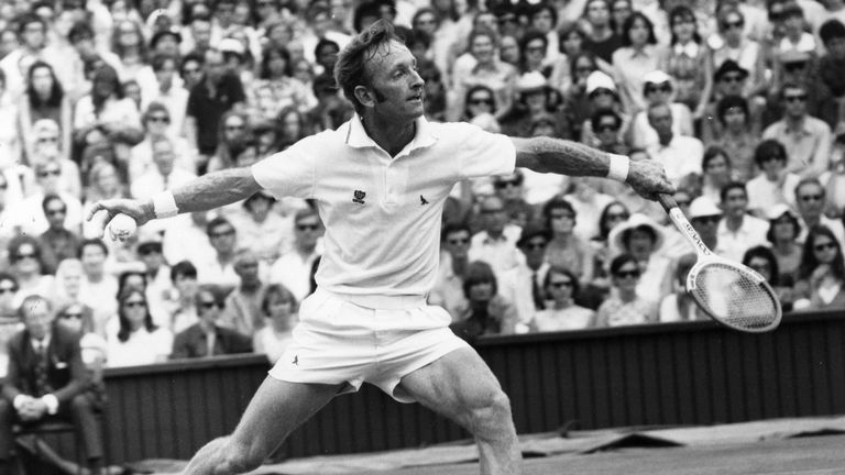 Rod Laver of Australia in action at the Wimbledon Tennis Championships of 1970