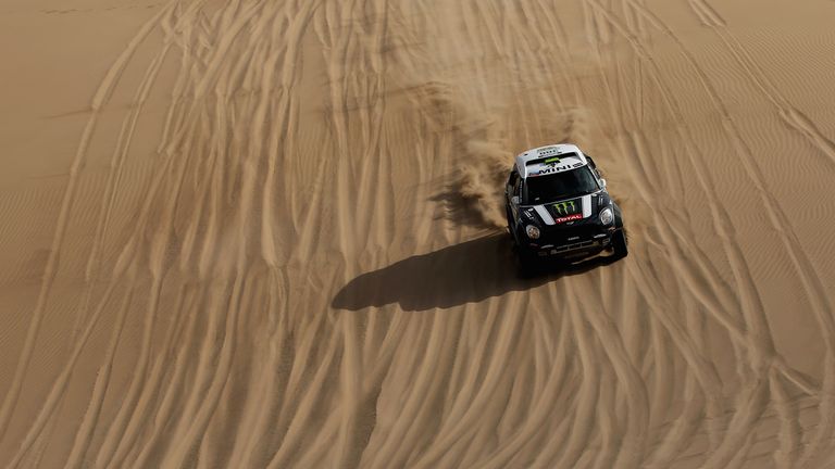 Stephane Peterhansel competes in stage 10 of the Dakar Rally
