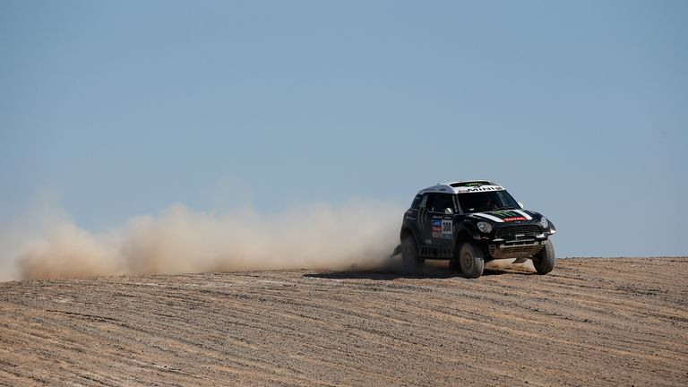 Stephane Peterhansel drives for Mini Monster Energy X-Raid Team in the Dakar Rally