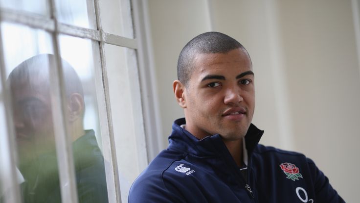 Luther Burrell poses after an England training session held at Pennyhill Park in Bagshot