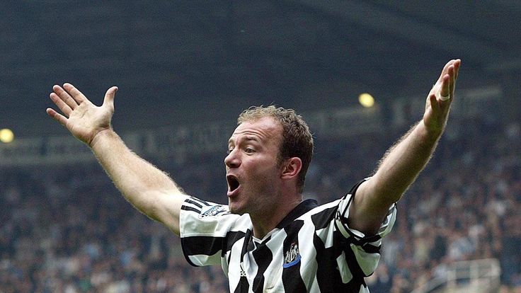 Newcastle United's Alan Shearer appeals for a hand ball against Aston Villa, which was turned down