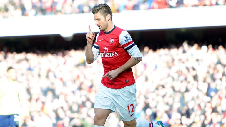 Olivier Giroud scored twice for Arsenal against Sunderland