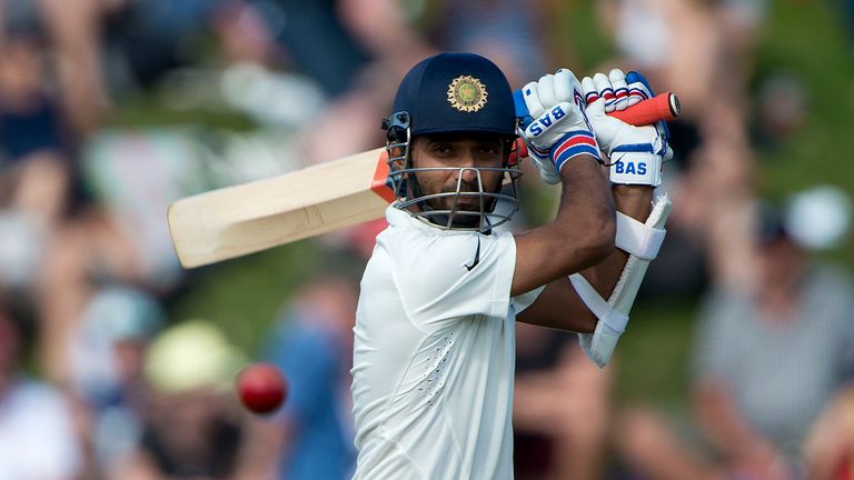 Ajinkya Rahane of India bats during the second Test against New Zealand at Wellington
