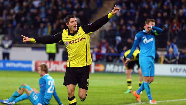  UEFA Champions League Round of 16 match between FC Zenit and Borussia Dortmund at Petrovsky Stadium on February 25, 2014 in Saint Petersburg, Russia.