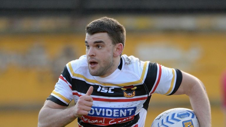Elliot Kear of Bradford Bulls during the pre season friendly match between Bradford Bulls and Castleford Tigers at Odsal on 2/2/2014