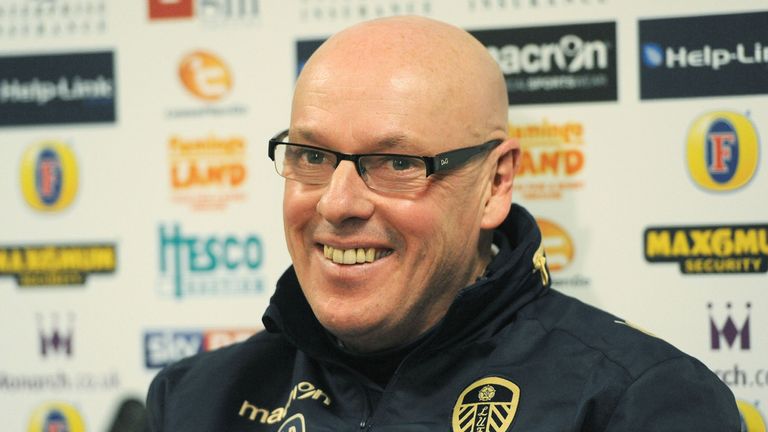 Leeds United manager Brian McDermott speaks to the media during the press conference at Leeds United Training Ground, Thorp Arch.