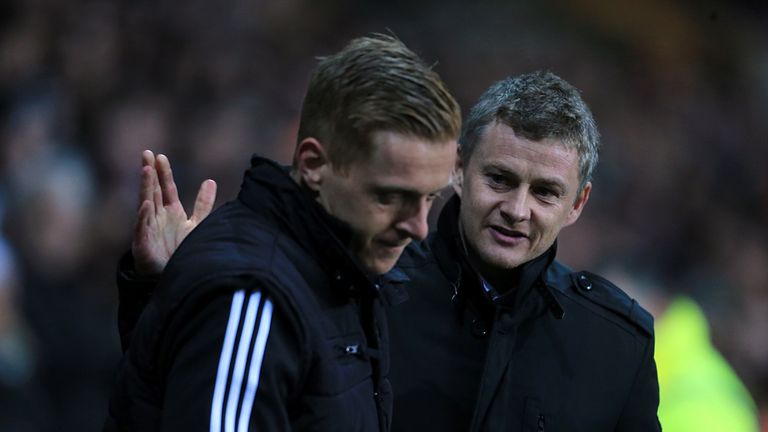 Swansea City manager Garry Monk (left) and Cardiff City manager Ole Gunnar Solskjaer before kick-off