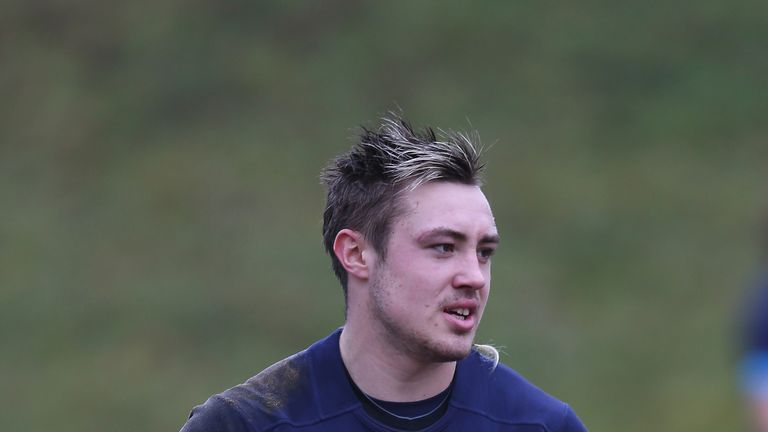 Jack Nowell looks on during an England training session held at Pennyhill Park