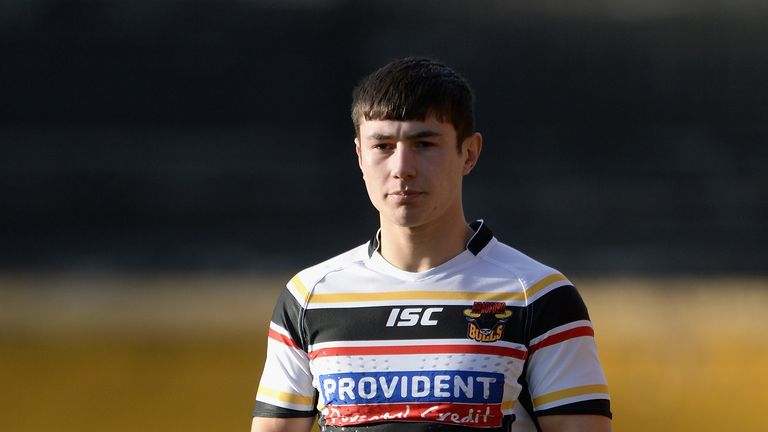 James Saltonstall of Bradford Bulls during the pre season friendly match between Bradford Bulls and Castleford Tigers at Odsal on 2/2/2014