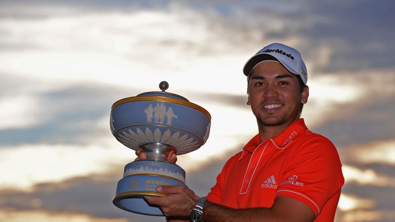 Jason Day poses with the Walter Hagen Cup after winning the WGC Match Play