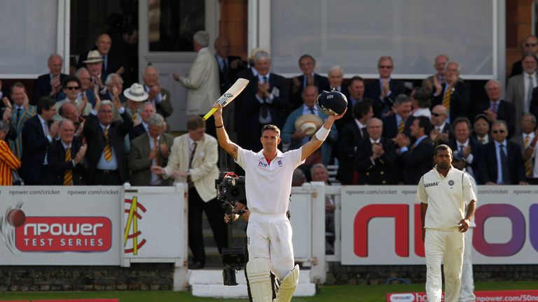 Kevin Pietersen during innings of 202 not out at Lord's against India. July 2011.