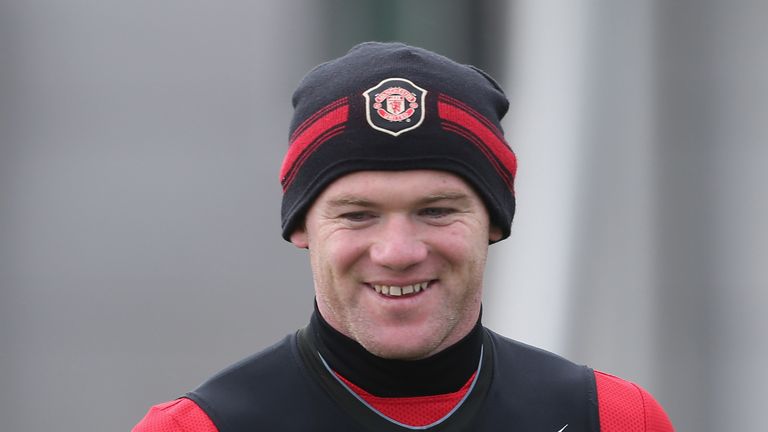 Wayne Rooney at Manchester United training at Aon Training Complex on February 21, 2014 in Manchester, England.