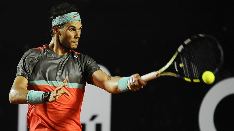 Rafael Nadal returns the ball to Pablo Andujar during the ATP Rio Open 2014