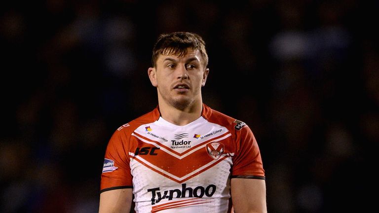 Jon Wilkin of St Helens in action during the Super League match against Warrington Wolves
