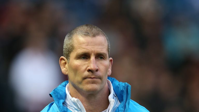 England head coach Stuart Lancaster looks on during the Six Nations match between Scotland and England at Murrayfield