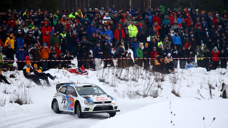 Jari Matti Latvala of Finland and Mikka Anttila of Finland compete in their Volkswagen Motorsport Polo R WRC during Day Two of the WRC Sweden