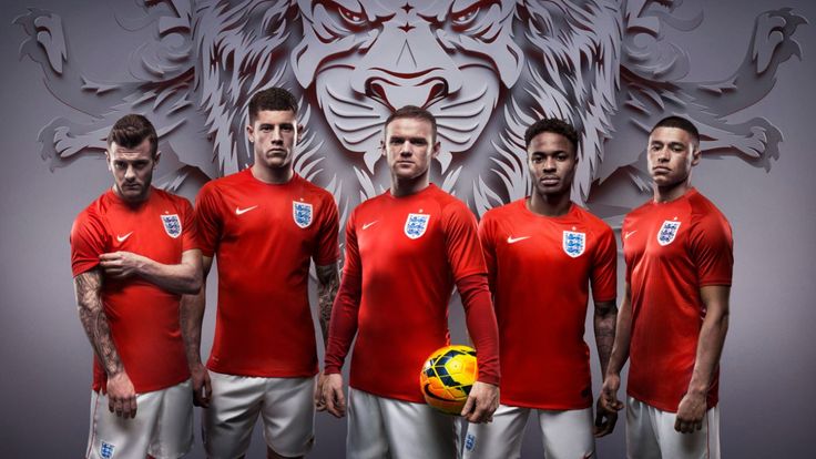 England new away shirt - Jack Wilshere, Ross Barkley, Wayne Rooney, Raheem Sterling and Alex Oxlade-Chamberlain (embargoed to 31/03/2014 6AM)