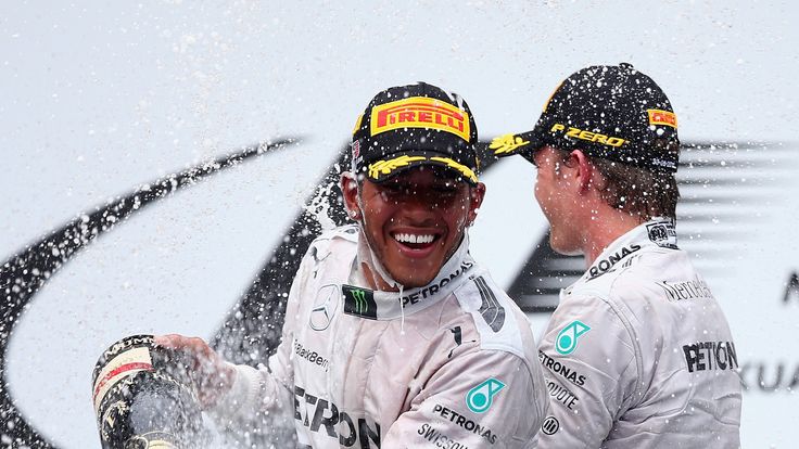 Lewis Hamilton and Nico Rosberg on the podium