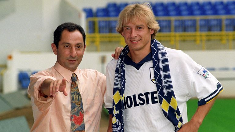 One of the original great Premier League imports, JURGEN KLINSMANN spent just 1 year each at SPURS in 2 spells, but became a cult icon with 38 goals in 65.