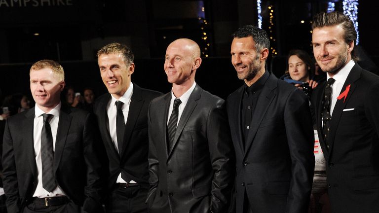 David Beckham (far right): Backing for van Gaal and Giggs (second right)