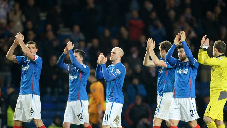 Rangers captain Lee McCulloch (left) leads the celebrations as victory over Airdrieonians secures the Ibrox team the Scottish League One Championship.