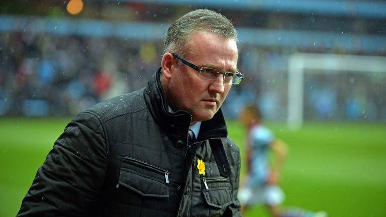 Aston Villa's Scottish manager Paul Lambert looks on ahead of the English Premier League football match between Aston Villa and Norwich City at Villa Park 