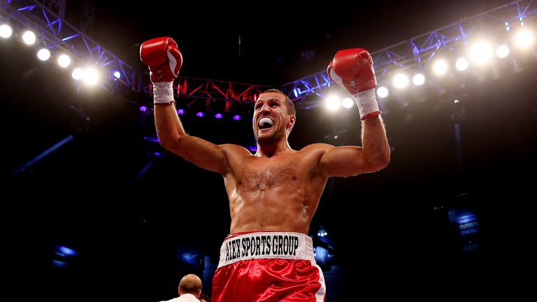 Sergey Kovalev celebrates his victory over Nathan Cleverly to win WBO world light-heavyweight title. Aug 17 2013.