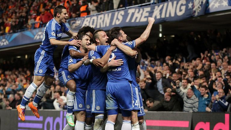 Chelsea's Gary Cahill celebrates scoring his teams second goal of the game with teammates
