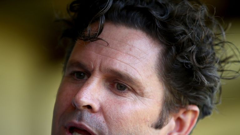 Former New Zealand cricketer Chris Cairns speaks to media